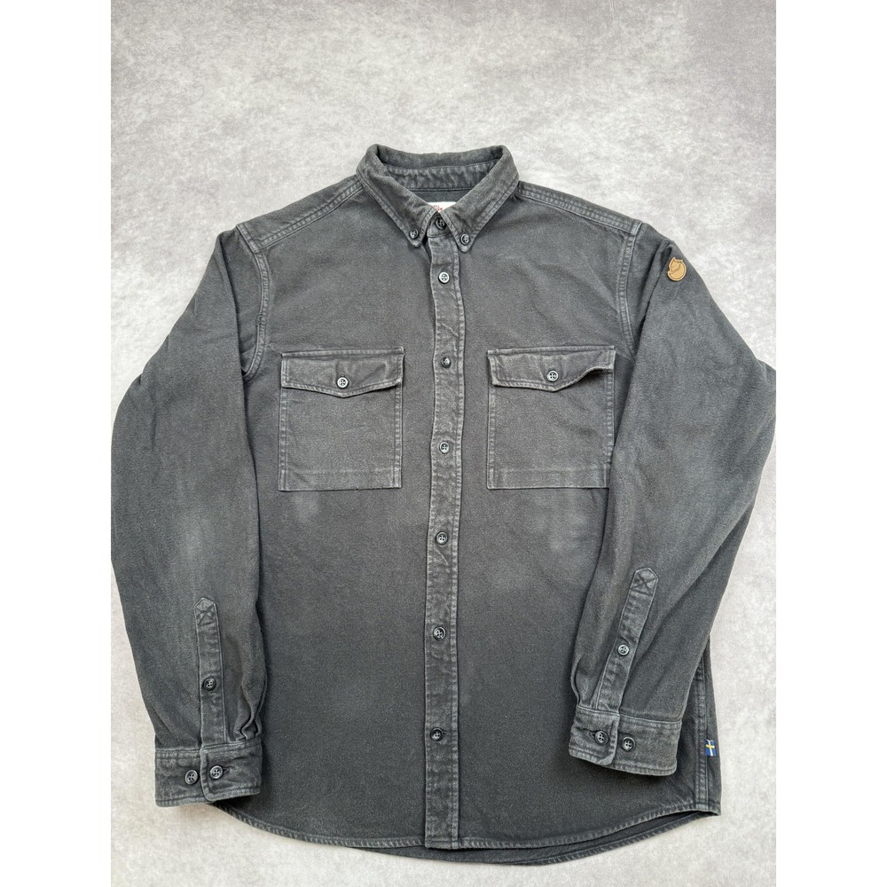 Fjallraven Shirt Mens Medium Gray‎ Ovik Twill Relaxed Fit Button Down 81478